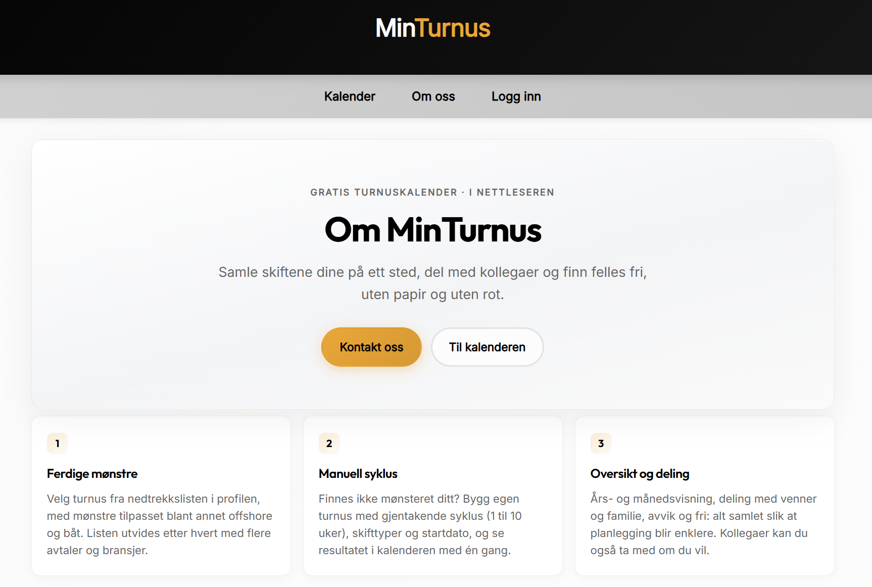 Forhåndsvisning av MinTurnus-kalender